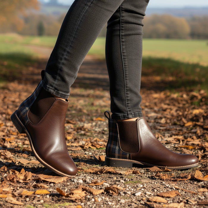 Sadie Leather Chelsea Boots - Brown Tweed