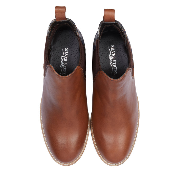 Sadie Leather Chelsea Boots - Tan Tweed