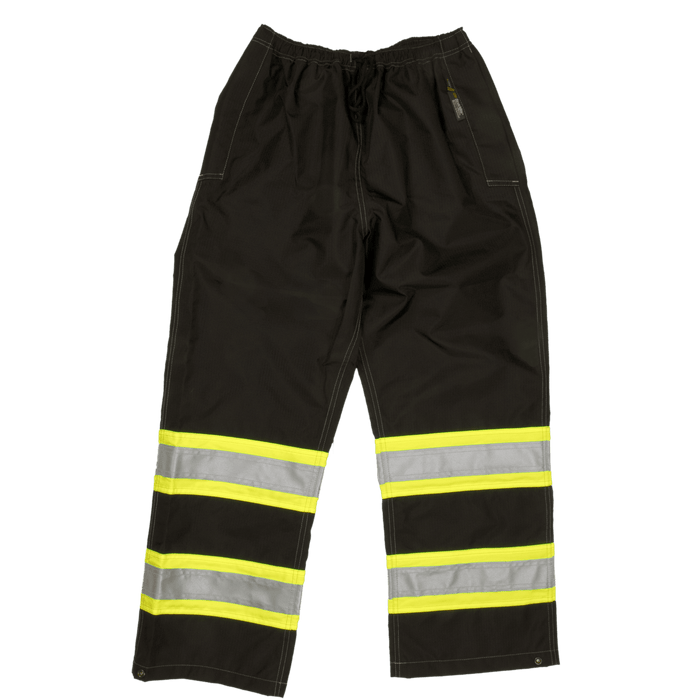 Tough Duck 300D safety rain waist pant in black, 2X and 3X sizing, front view