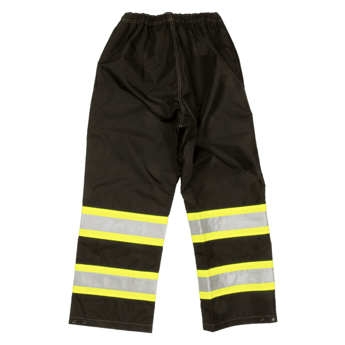 Tough Duck safety rain waist pant in black, extended sizing, back view