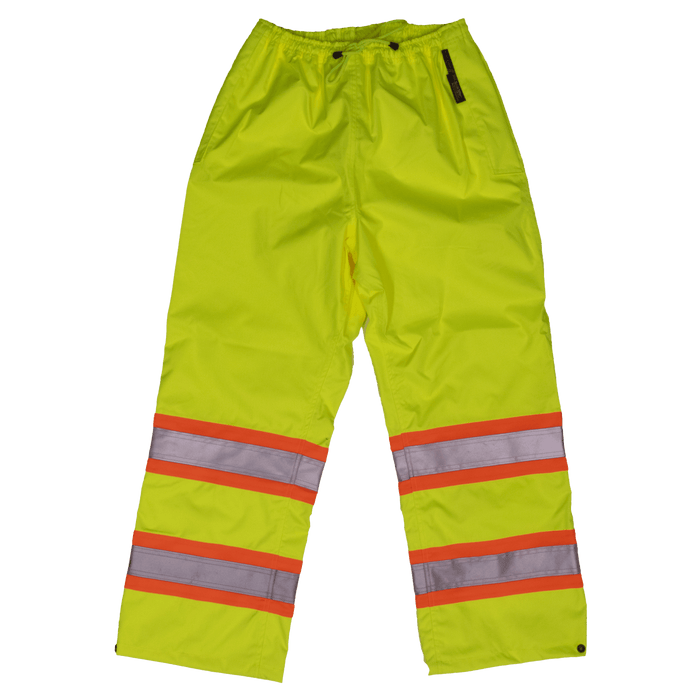 Tough Duck 300D safety rain waist pant in solid green, 2X and up sizing, front view