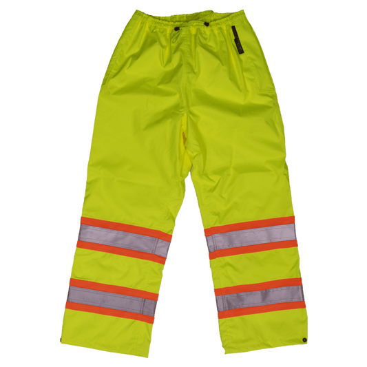 Tough Duck 300D safety rain waist pant in solid green, 2X and up sizing, front view