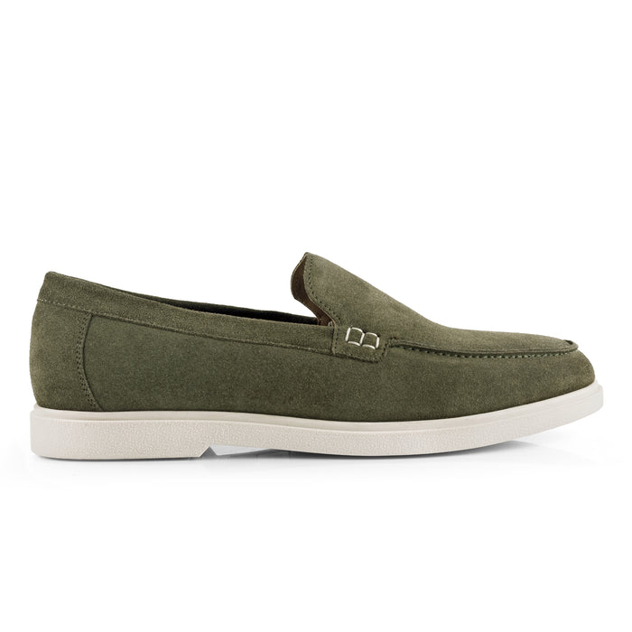 San-Mauro Suede Leather Apron Loafers - Green