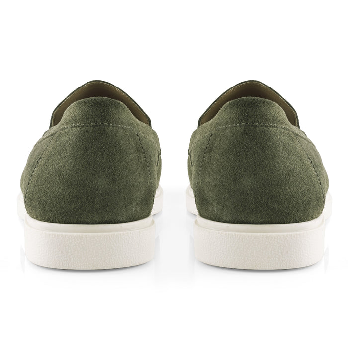 San-Mauro Suede Leather Apron Loafers - Green