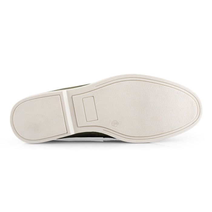 San-Mauro Suede Leather Apron Loafers - Green
