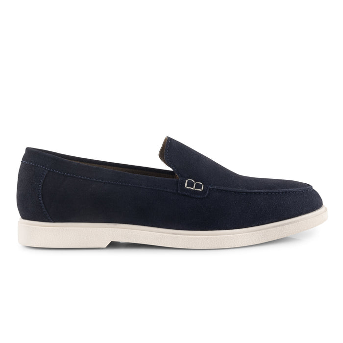San-Mauro Suede Leather Apron Loafers - Navy