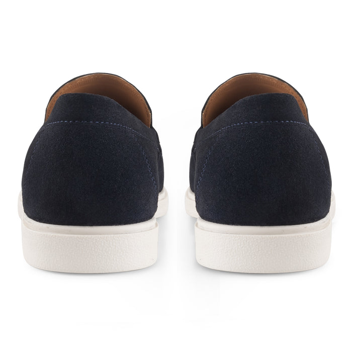 San-Mauro Suede Leather Apron Loafers - Navy