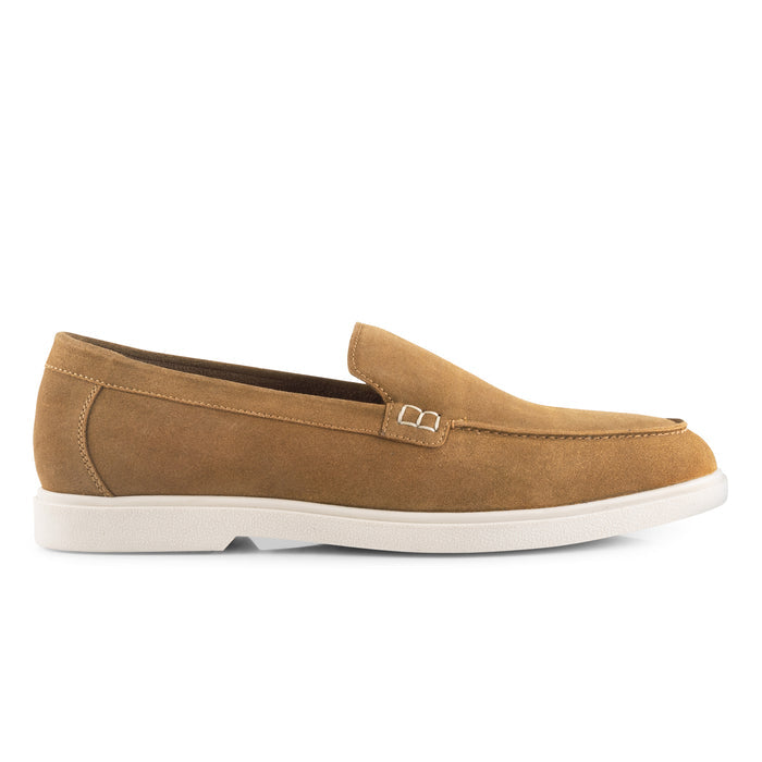 San-Mauro Suede Leather Apron Loafers - Tan