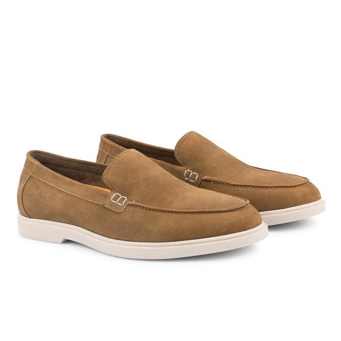 San-Mauro Suede Leather Apron Loafers - Tan