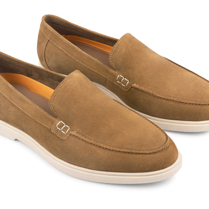 San-Mauro Suede Leather Apron Loafers - Tan