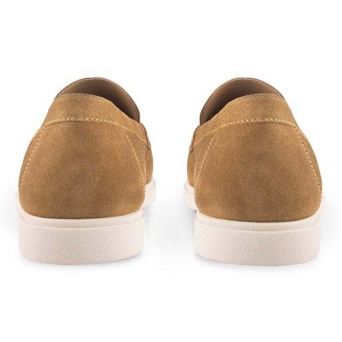 San-Mauro Suede Leather Apron Loafers - Tan