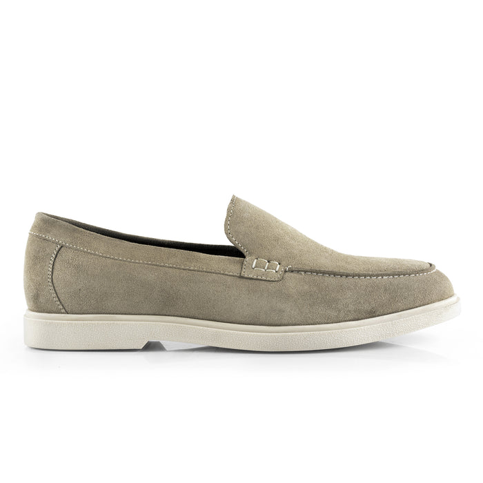 San-Mauro Suede Leather Apron Loafers - Taupe