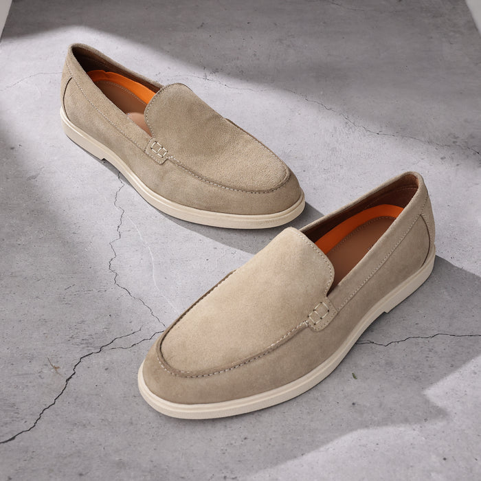 San-Mauro Suede Leather Apron Loafers - Taupe