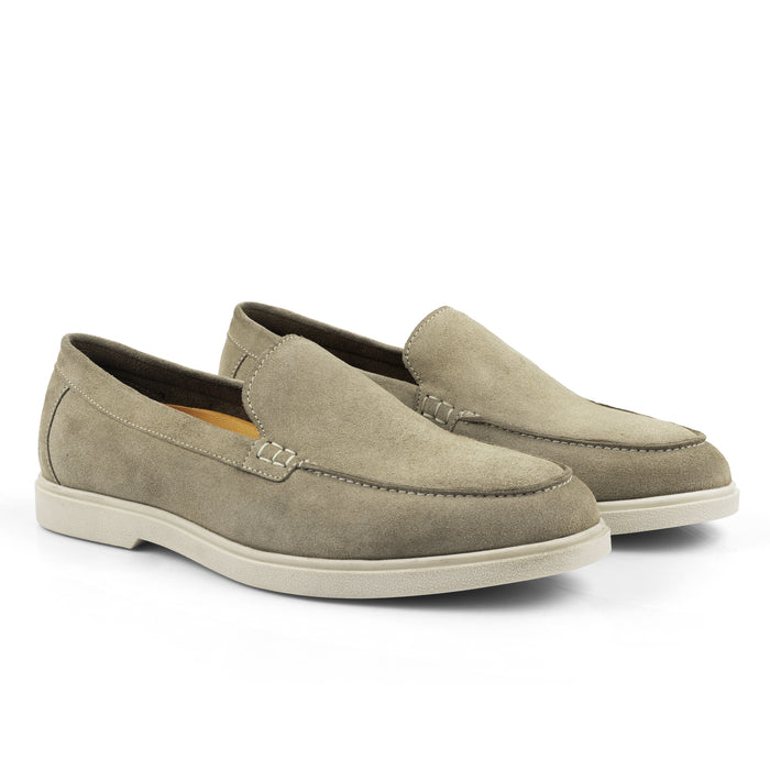 San-Mauro Suede Leather Apron Loafers - Taupe