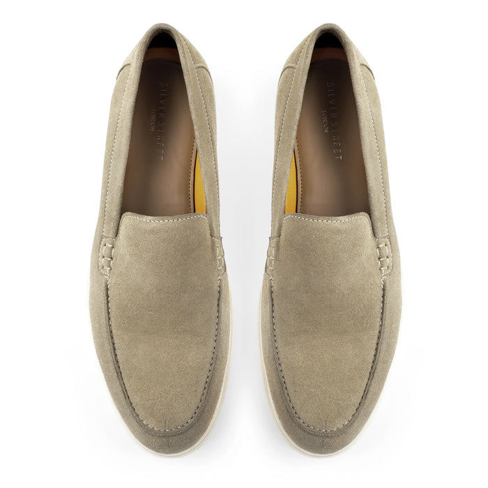 San-Mauro Suede Leather Apron Loafers - Taupe