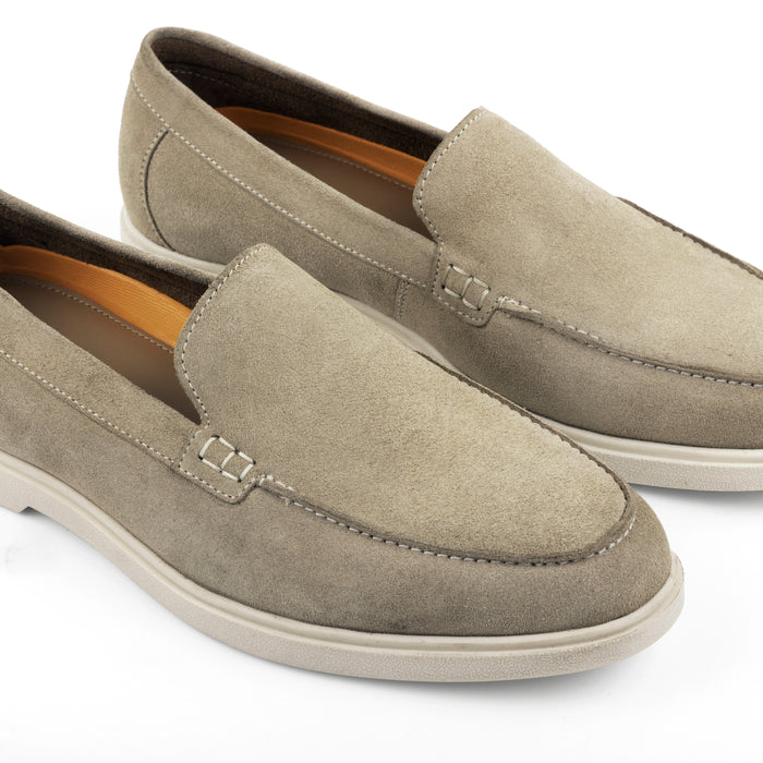 San-Mauro Suede Leather Apron Loafers - Taupe