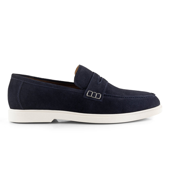 San-Nicola Suede Leather Penny Loafers - Navy