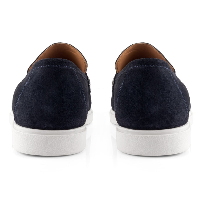 San-Nicola Suede Leather Penny Loafers - Navy