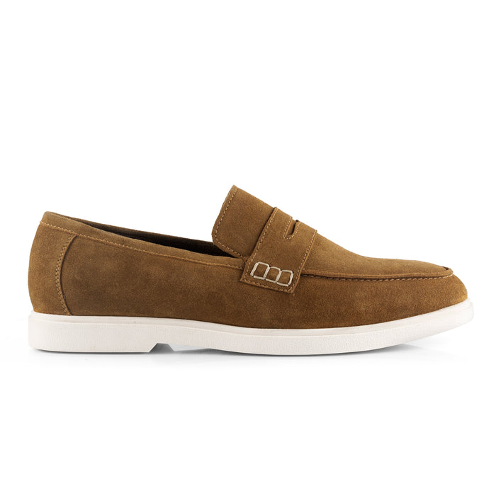 San-Nicola Suede Leather Penny Loafers - Tan