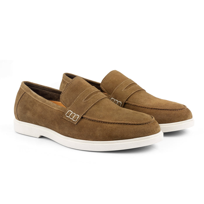 San-Nicola Suede Leather Penny Loafers - Tan