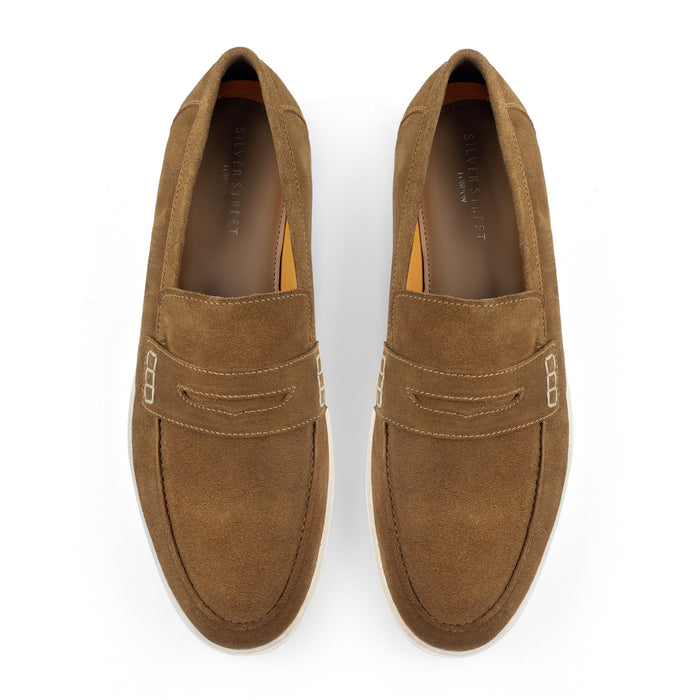 San-Nicola Suede Leather Penny Loafers - Tan