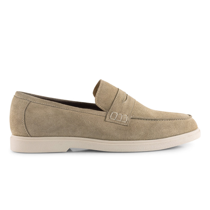 San-Nicola Suede Leather Penny Loafers - Taupe