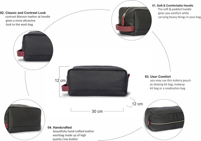 Santiago Leather Washbags  - Black