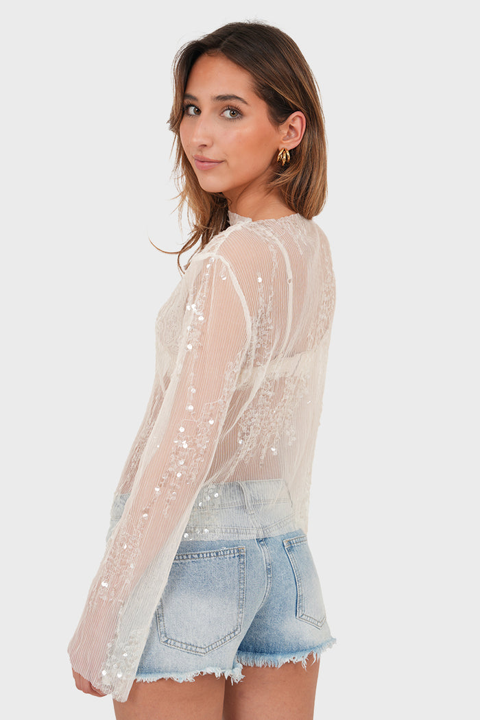 "Sara" top white