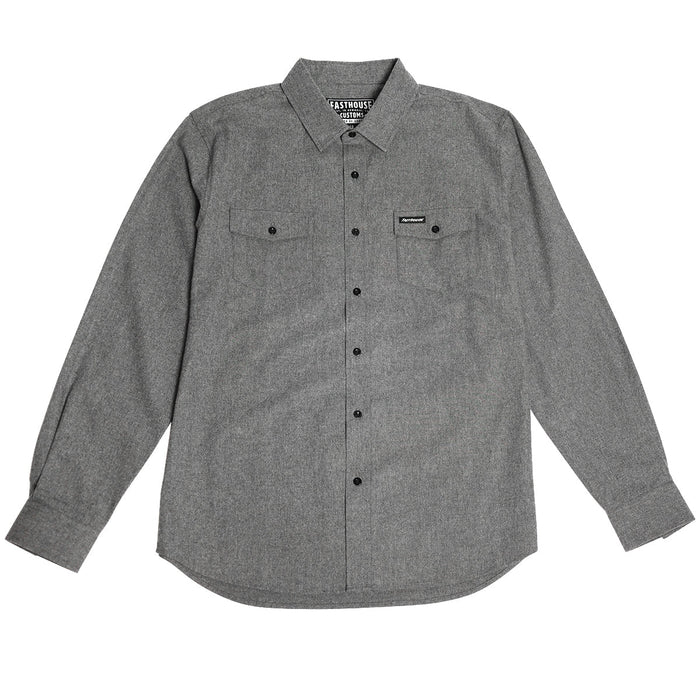 Fasthouse Saturday Night Special flannel shirt in charcoal heather, front view