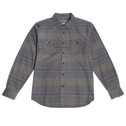 Fasthouse Saturday Night Special flannel shirt in vintage navy stripe, front view