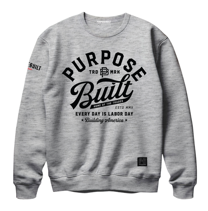 Purpose-Built script logo crewneck sweatshirt in grey