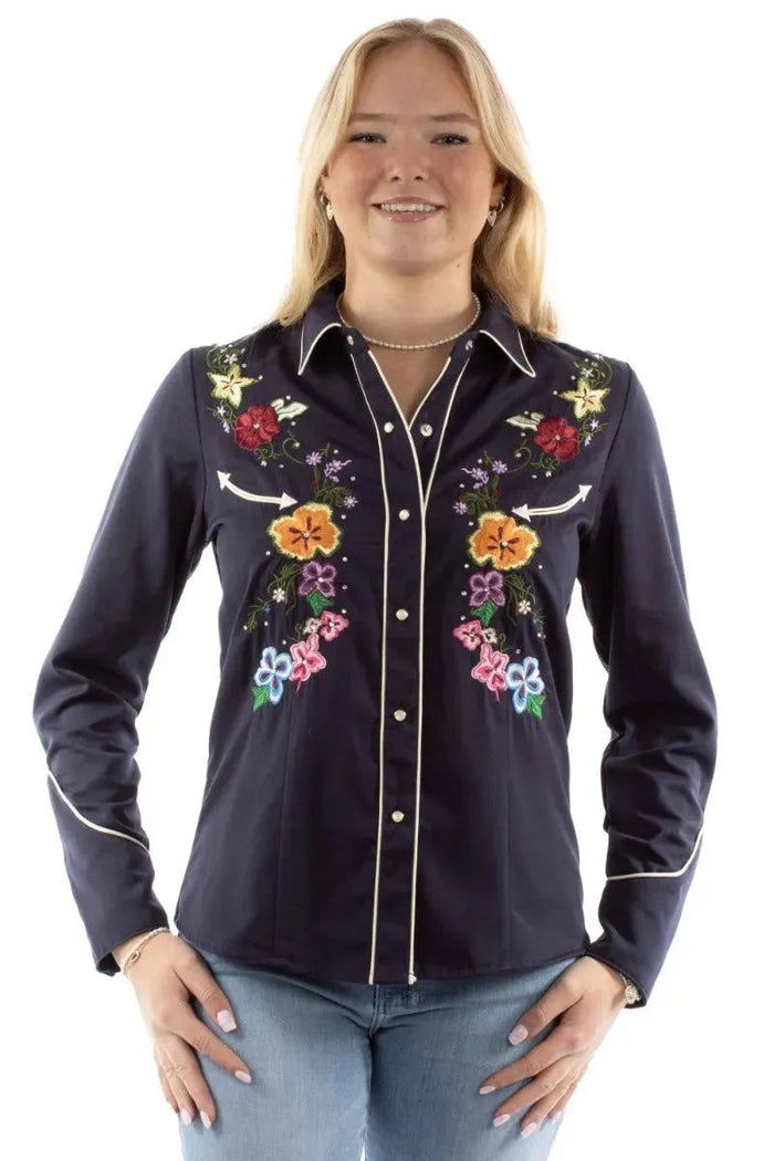 Scully Bright Floral Embroidery - Womens Western Shirt - Hatcountry