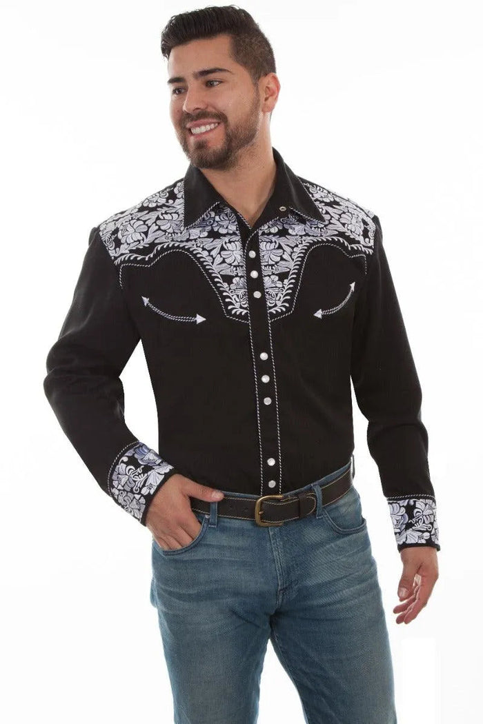 Scully Floral Tooled Embroidery - Men's Western Shirt - Hatcountry