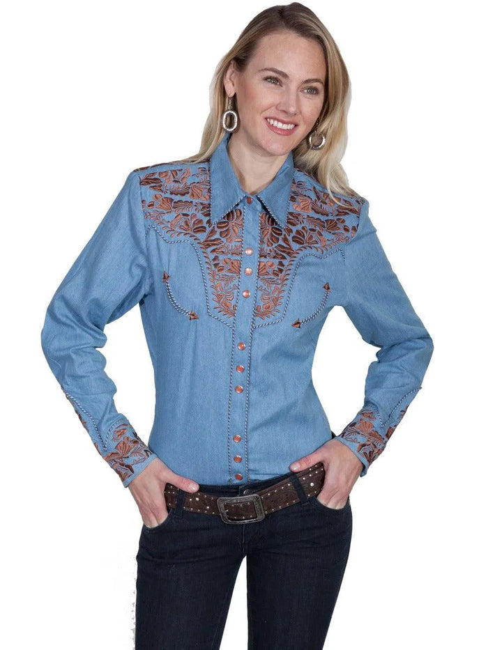 Scully Floral Tooled Embroidery - Women's Western Shirt - Hatcountry
