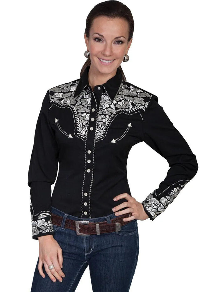 Scully Floral Tooled Embroidery - Women's Western Shirt - Hatcountry