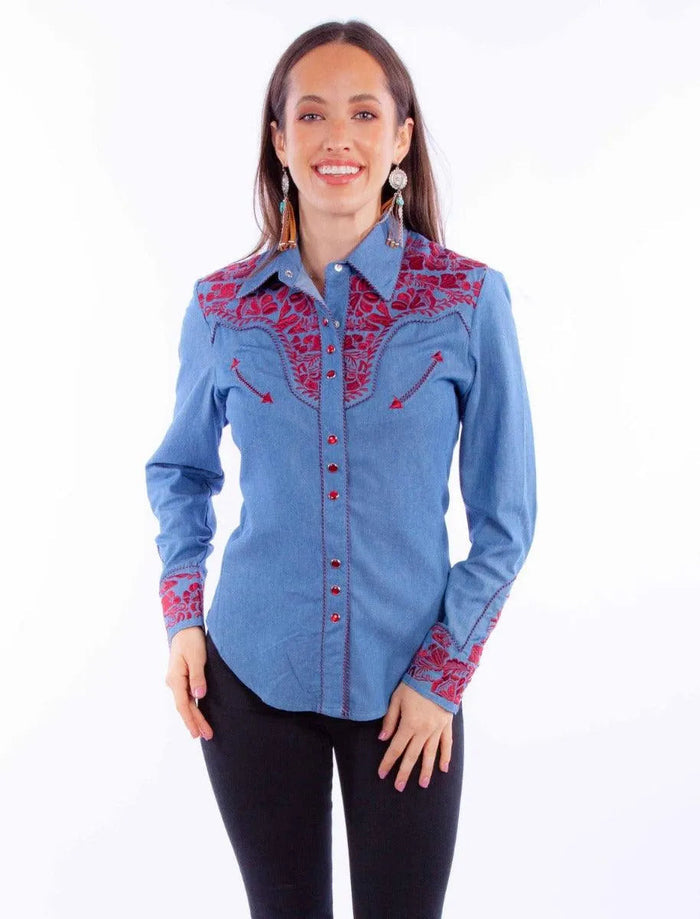 Scully Floral Tooled Embroidery - Women's Western Shirt - Hatcountry