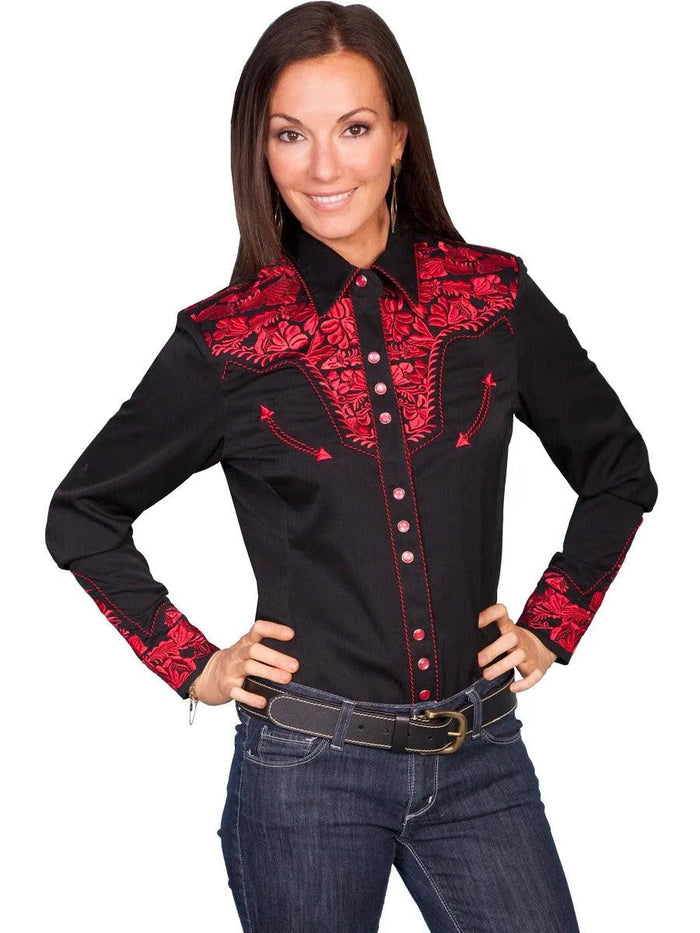 Scully Floral Tooled Embroidery - Women's Western Shirt - Hatcountry