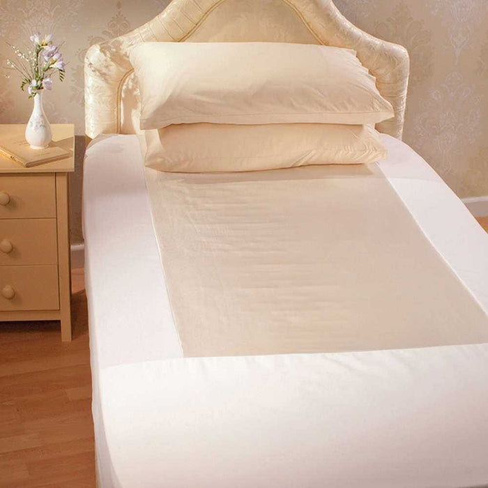 Close-up of a feature of Secure Sit and Slide Fitted Sheets.
