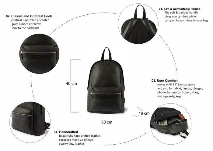 Sergio Leather Backpacks - Black