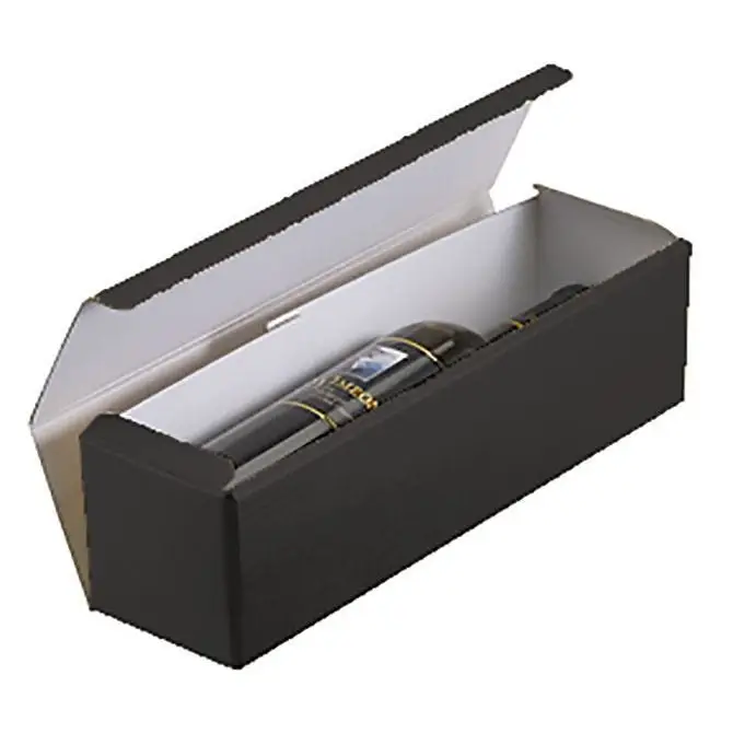Seta Nero - 1 Bottle Box - Black Linen Embossed 3-3/4 x 3-3/4 x 13-3/8   100/ctn - Mac Paper Supply