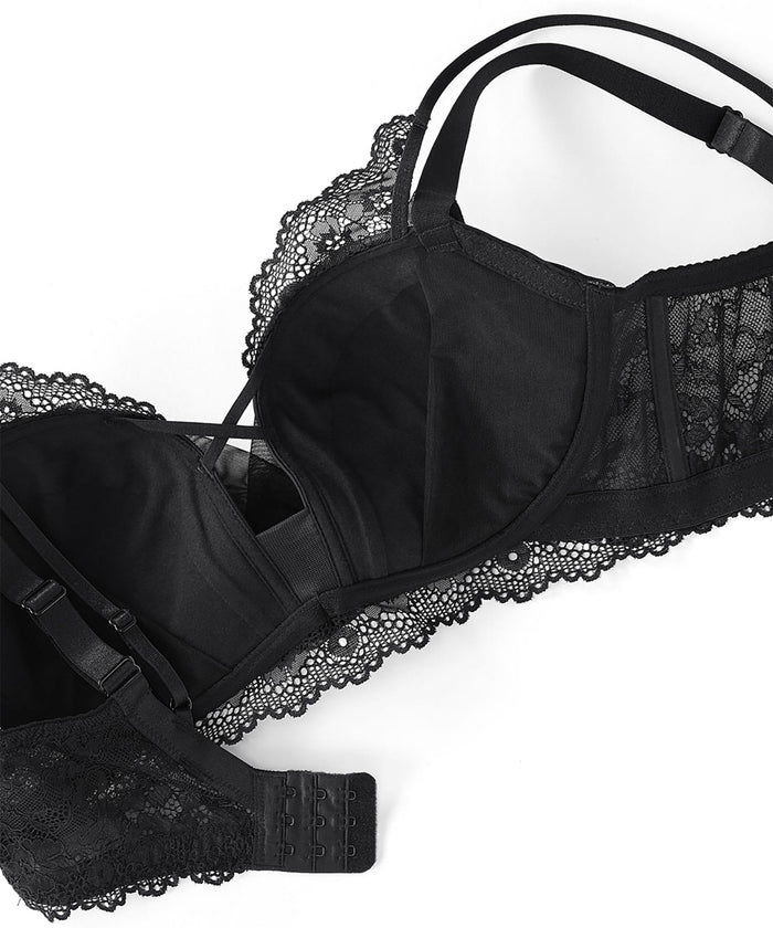 Sheer Layered Side Support Push-Up Bra (F-G-H Cup)