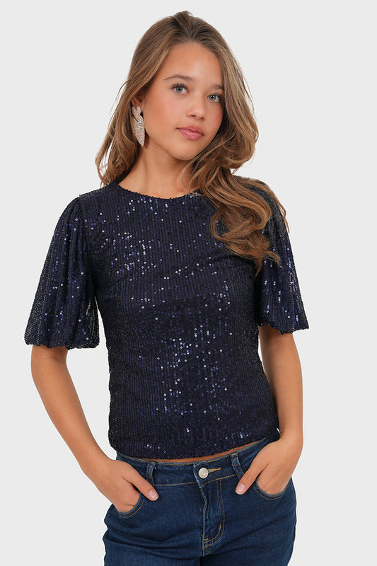 "Shiney" top navy