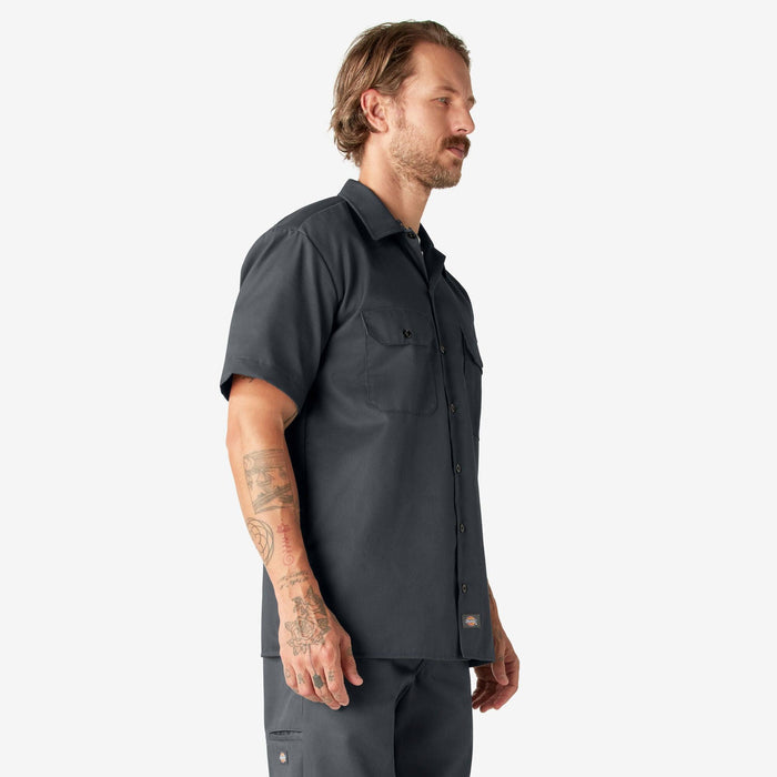 Dickies short sleeve work shirt in charcoal gray, additional detail view of the shirt