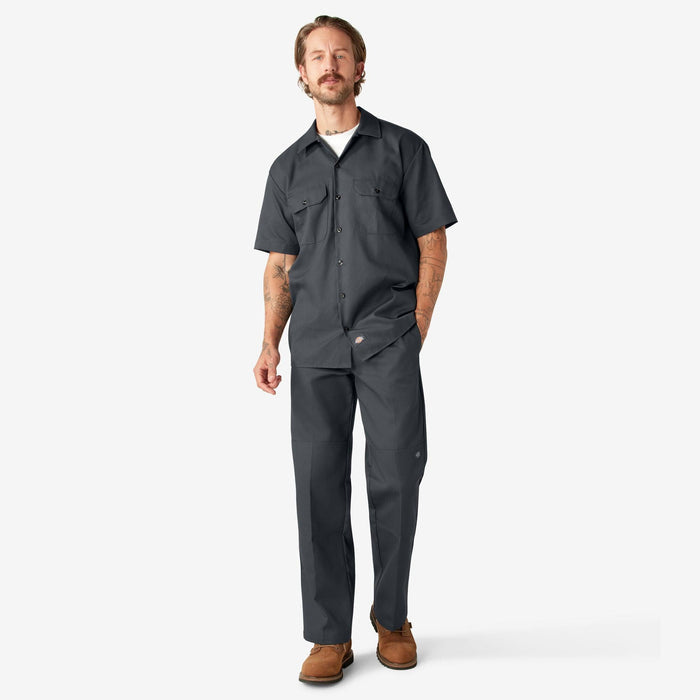 Dickies short sleeve button-up work shirt in charcoal gray, additional product photo