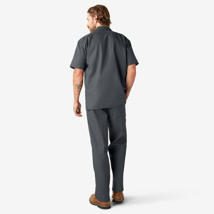 Dickies short sleeve work shirt in charcoal gray, additional alternate view of the button-up