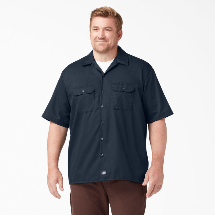 Dickies short sleeve work shirt in dark navy, big and tall fit product view of the garment