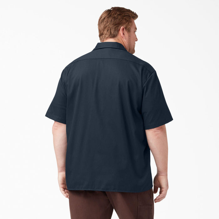 Dark navy Dickies short sleeve button-up work shirt, second big and tall fit product view