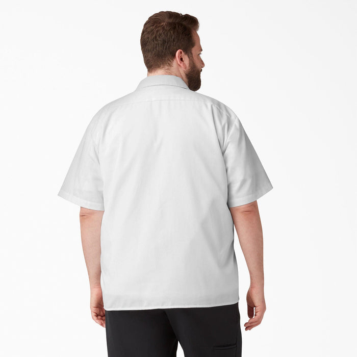 White Dickies short sleeve button-up work shirt, second big and tall fit product view