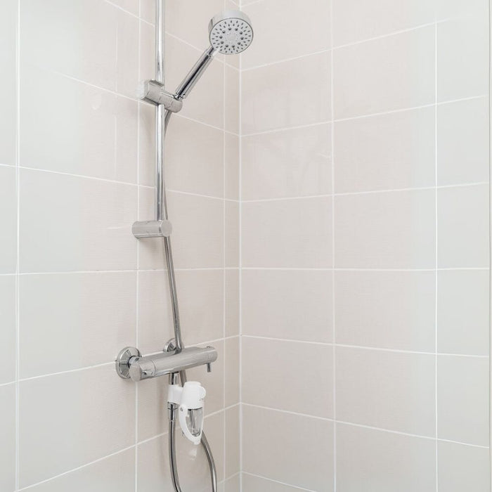 Diagram or packaging of ShowerSpaah Bubble Showerhead Set highlighting dimensions or features.