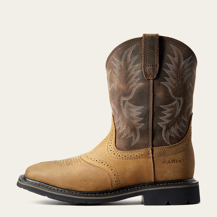 Side profile of the Ariat Sierra wide square toe pull-on work boot, EH rated and water resistant